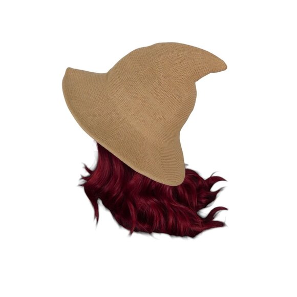 Knit Witch Hat Soft Point Cottagecore Boho Sun Hat Beige NEW - Picture 5 of 12